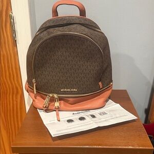 Michael Kors Dark Brown and Tan Backpack